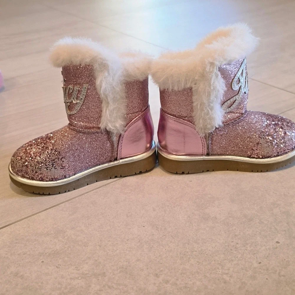 Juicy Couture Toddler Boots SZ 6M Style CB1350 Faux Fur McBling Barbiecore glam